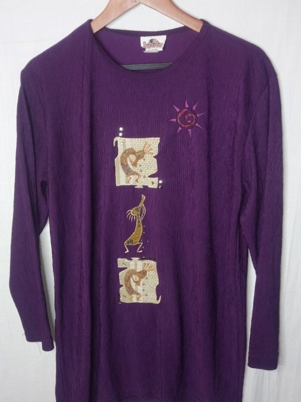 Vintage M Purple Abstract Icon Stretch Tunic Top